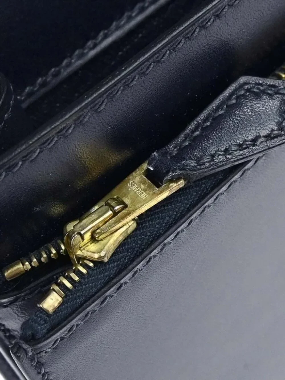 Hermes Blue Navy Box Calf Pochette Jet Clutch Bag